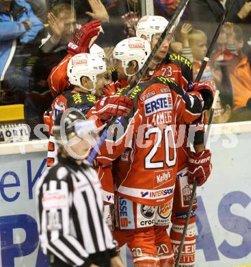 EBEL. Eishockey Bundesliga. KAC gegen Moser Medical Graz 99ers. Torjubel  (KAC). Klagenfurt, am 22.9.2013
Foto: Kuess 

---
pressefotos, pressefotografie, kuess, qs, qspictures, sport, bild, bilder, bilddatenbank