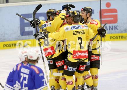 EBEL. Eishockey Bundesliga. EC VSV gegen UPC Vienna Capitals. Torjubel Caps.. Villach, am 22.9.2013.
Foto: Kuess 


---
pressefotos, pressefotografie, kuess, qs, qspictures, sport, bild, bilder, bilddatenbank