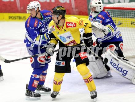 EBEL. Eishockey Bundesliga. EC VSV gegen UPC Vienna Capitals. Klemen Pretnar, Jean Philippe Lamoureux,  (VSV), Jonathan Ferland (Vienna). Villach, am 22.9.2013.
Foto: Kuess 


---
pressefotos, pressefotografie, kuess, qs, qspictures, sport, bild, bilder, bilddatenbank