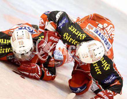 EBEL. Eishockey Bundesliga. KAC gegen Moser Medical Graz 99ers. Stefan Geier, Manuel Geier (KAC). Klagenfurt, am 22.9.2013
Foto: Kuess 

---
pressefotos, pressefotografie, kuess, qs, qspictures, sport, bild, bilder, bilddatenbank