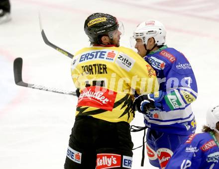 EBEL. Eishockey Bundesliga. EC VSV gegen UPC Vienna Capitals. Klemen Pretnar, (VSV), Francois Fortier  (Vienna). Villach, am 22.9.2013.
Foto: Kuess 


---
pressefotos, pressefotografie, kuess, qs, qspictures, sport, bild, bilder, bilddatenbank