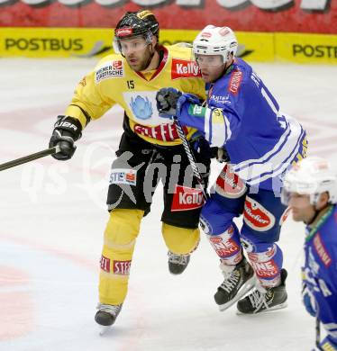 EBEL. Eishockey Bundesliga. EC VSV gegen UPC Vienna Capitals. Derek Ryan,  (VSV), Francois Fortier (Vienna). Villach, am 22.9.2013.
Foto: Kuess 


---
pressefotos, pressefotografie, kuess, qs, qspictures, sport, bild, bilder, bilddatenbank