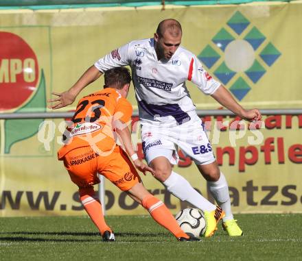 Fussball OEFB Cup. SAK gegen Hartberg. Christian Dlopst, (SAK), Daniel Gremsl  (Hartberg). Klagenfurt, 23.9.2013.
Foto: Kuess
---
pressefotos, pressefotografie, kuess, qs, qspictures, sport, bild, bilder, bilddatenbank