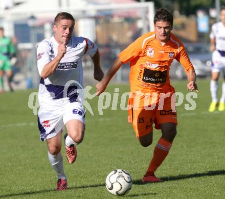 Fussball OEFB Cup. SAK gegen Hartberg. Grega Triplat, (SAK), Siegfried Rasswalder  (Hartberg). Klagenfurt, 23.9.2013.
Foto: Kuess
---
pressefotos, pressefotografie, kuess, qs, qspictures, sport, bild, bilder, bilddatenbank