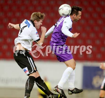 Fussball OEFB Cup. SK Austria Klagenfurt gegen Parndorf. Matthias Dollinger,  (Austria Klagenfurt), Patrick Baumeister (Parndorf). Klagenfurt, 24.9.2013.
Foto: Kuess
---
pressefotos, pressefotografie, kuess, qs, qspictures, sport, bild, bilder, bilddatenbank