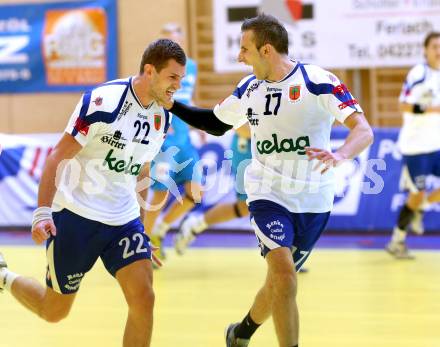 HLA. Handball BUndesliga. SC Ferlach gegen HC Linz AG. Jubel Dean Pomorisac, Izudin Mujanovic (Ferlach). Ferlach, 28.9.2013.
Foto: Kuess
---
pressefotos, pressefotografie, kuess, qs, qspictures, sport, bild, bilder, bilddatenbank