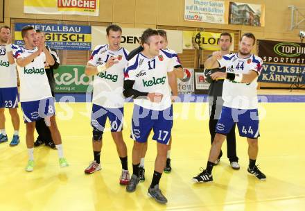 HLA. Handball BUndesliga. SC Ferlach gegen HC Linz AG. Jubel Melvin Bolic, Miro Barisic, Izudin Mujanovic, Patrick Jochum (Ferlach). Ferlach, 28.9.2013.
Foto: Kuess
---
pressefotos, pressefotografie, kuess, qs, qspictures, sport, bild, bilder, bilddatenbank