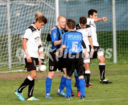 Fussball Kaerntner Liga. Bleiburg gegen Drautal.  Torjubel Denis Petrovic  (Drautal). Bleiburg, am 28.9.2013.
Foto: Kuess
---
pressefotos, pressefotografie, kuess, qs, qspictures, sport, bild, bilder, bilddatenbank