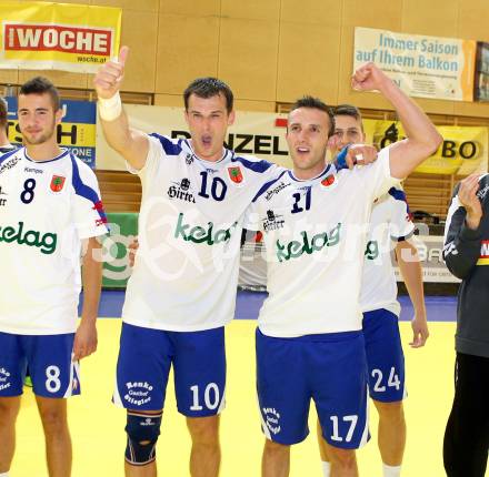 HLA. Handball BUndesliga. SC Ferlach gegen HC Linz AG. Jubel Miro Barisic, Izudin Mujanovic (Ferlach). Ferlach, 28.9.2013.
Foto: Kuess
---
pressefotos, pressefotografie, kuess, qs, qspictures, sport, bild, bilder, bilddatenbank