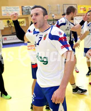 HLA. Handball BUndesliga. SC Ferlach gegen HC Linz AG. Jubel  Izudin Mujanovic (Ferlach). Ferlach, 28.9.2013.
Foto: Kuess
---
pressefotos, pressefotografie, kuess, qs, qspictures, sport, bild, bilder, bilddatenbank