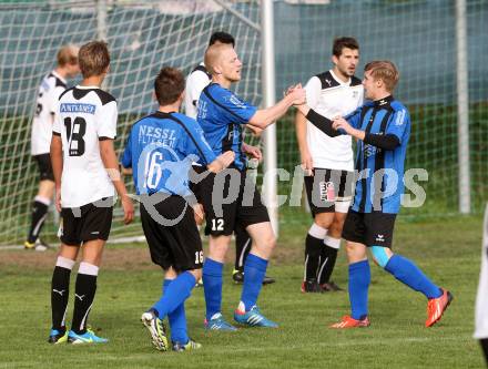 Fussball Kaerntner Liga. Bleiburg gegen Drautal.  Torjubel Denis Petrovic  (Drautal). Bleiburg, am 28.9.2013.
Foto: Kuess
---
pressefotos, pressefotografie, kuess, qs, qspictures, sport, bild, bilder, bilddatenbank