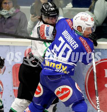 EBEL. Eishockey Bundesliga. EC VSV gegen HDD Telemach Olimpija Ljubljana. Nico Brunner, (VSV), Jaka Zdesar  (Laibach). Villach, am 29.9.2013.
Foto: Kuess 


---
pressefotos, pressefotografie, kuess, qs, qspictures, sport, bild, bilder, bilddatenbank