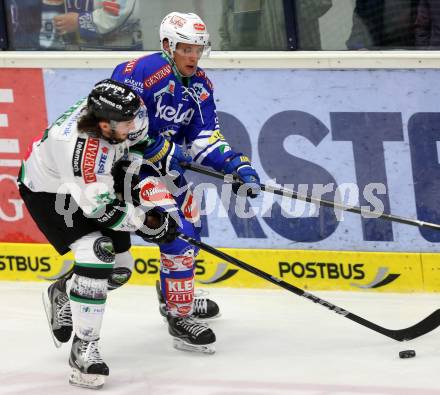 EBEL. Eishockey Bundesliga. EC VSV gegen HDD Telemach Olimpija Ljubljana. Nico Brunner,  (VSV), Alexander Berry (Laibach). Villach, am 29.9.2013.
Foto: Kuess 


---
pressefotos, pressefotografie, kuess, qs, qspictures, sport, bild, bilder, bilddatenbank