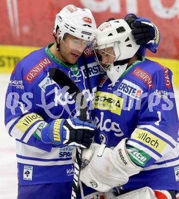 EBEL. Eishockey Bundesliga. EC VSV gegen HDD Telemach Olimpija Ljubljana. Cole Jarrett, Jean Philippe Lamoureux (VSV). Villach, am 29.9.2013.
Foto: Kuess 


---
pressefotos, pressefotografie, kuess, qs, qspictures, sport, bild, bilder, bilddatenbank