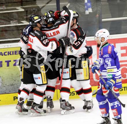 EBEL. Eishockey Bundesliga. EC VSV gegen HC Orli Znojmo.  torjubel  (Orli Znojmo). Villach, am 6.10..2013.
Foto: Kuess 


---
pressefotos, pressefotografie, kuess, qs, qspictures, sport, bild, bilder, bilddatenbank