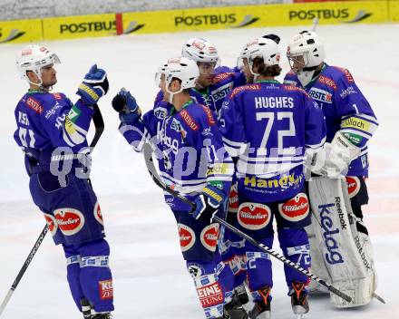 EBEL. Eishockey Bundesliga. EC VSV gegen HC Orli Znojmo. Torjubel (VSV). Villach, am 6.10..2013.
Foto: Kuess 


---
pressefotos, pressefotografie, kuess, qs, qspictures, sport, bild, bilder, bilddatenbank