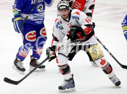 EBEL. Eishockey Bundesliga. EC VSV gegen HC TWK Innsbruck. Patrick Moessmer (Innsbruck). Villach, am 8.10..2013.
Foto: Kuess 


---
pressefotos, pressefotografie, kuess, qs, qspictures, sport, bild, bilder, bilddatenbank