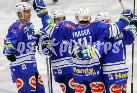 EBEL. Eishockey Bundesliga. EC VSV gegen HC TWK Innsbruck. Torjubel  (VSV). Villach, am 8.10..2013.
Foto: Kuess 


---
pressefotos, pressefotografie, kuess, qs, qspictures, sport, bild, bilder, bilddatenbank