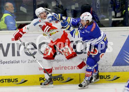 EBEL. Eishockey Bundesliga. EC VSV gegen HCB Suedtirol. Michael Forney,  (VSV), MacGregor Sharp (Bozen). Villach, am 11.10..2013.
Foto: Kuess 


---
pressefotos, pressefotografie, kuess, qs, qspictures, sport, bild, bilder, bilddatenbank