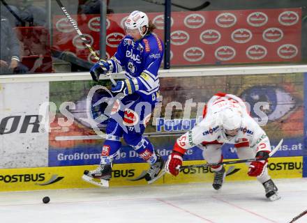 EBEL. Eishockey Bundesliga. EC VSV gegen HCB Suedtirol. Michael Forney, (VSV), Sebastien Piche (Bozen). Villach, am 11.10..2013.
Foto: Kuess 


---
pressefotos, pressefotografie, kuess, qs, qspictures, sport, bild, bilder, bilddatenbank