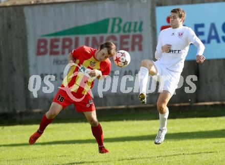 Fussball Kaerntner Liga. ATSV Wolfsberg gegen ATUS Ferlach. Philipp Sattler, (Wolfsberg), Stephan Borovnik  (Ferlach). Wolfsberg, 13.10.2013.
Foto: Kuess
---
pressefotos, pressefotografie, kuess, qs, qspictures, sport, bild, bilder, bilddatenbank