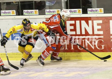 EBEL. Eishockey Bundesliga. KAC gegen Vienna Capitals. Thomas Vallant(KAC), Rafael Rotter (Caps). Klagenfurt, am 15.10.2013.
Foto: Kuess
---
pressefotos, pressefotografie, kuess, qs, qspictures, sport, bild, bilder, bilddatenbank