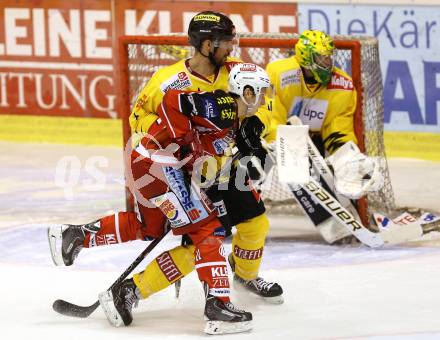 EBEL. Eishockey Bundesliga. KAC gegen Vienna Capitals. Daniel Ban (KAC), Philippe Lakos (Caps). Klagenfurt, am 15.10.2013.
Foto: Kuess
---
pressefotos, pressefotografie, kuess, qs, qspictures, sport, bild, bilder, bilddatenbank