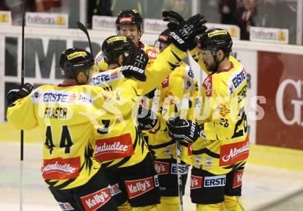 EBEL. Eishockey Bundesliga. KAC gegen Vienna Capitals.  Torjubel (Caps). Klagenfurt, am 15.10.2013.
Foto: Kuess
---
pressefotos, pressefotografie, kuess, qs, qspictures, sport, bild, bilder, bilddatenbank