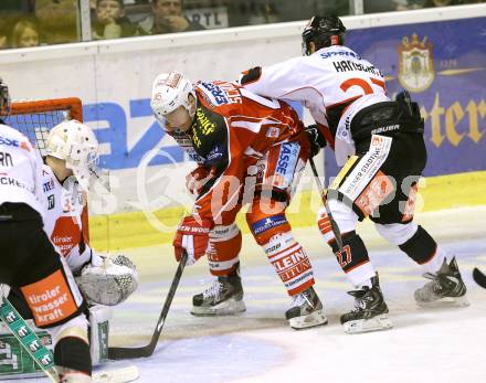 EBEL. Eishockey Bundesliga. KAC gegen HC TWK Innsbruck. David Schuller, (KAC), Patrick Machreich, Andreas Hanschitz  (Innsbruck). Klagenfurt, am 18.10.2013
Foto: Kuess 

---
pressefotos, pressefotografie, kuess, qs, qspictures, sport, bild, bilder, bilddatenbank