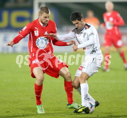 Fussball Bundesliga. RZ Pellets WAC gegen SC Wiener Neustadt. Jacobo (WAC), Christoph Freitag (Wiener Neustadt). Wolfsberg, am 19.10.2013.
Foto: Kuess
---
pressefotos, pressefotografie, kuess, qs, qspictures, sport, bild, bilder, bilddatenbank