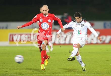 Fussball Bundesliga. RZ Pellets WAC gegen SC Wiener Neustadt. Jacobo (WAC), Dennis Mimm (Wiener Neustadt). Wolfsberg, am 19.10.2013.
Foto: Kuess
---
pressefotos, pressefotografie, kuess, qs, qspictures, sport, bild, bilder, bilddatenbank