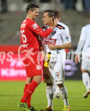 Fussball Bundesliga. RZ Pellets WAC gegen SC Wiener Neustadt. Michael Liendl, (WAC), Manuel Wallner (Wr.Neustadt). Wolfsberg, am 19.10.2013.
Foto: Kuess
---
pressefotos, pressefotografie, kuess, qs, qspictures, sport, bild, bilder, bilddatenbank