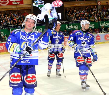 EBEL. Eishockey Bundesliga. EC VSV gegen KAC. Jubel Curtis Fraser, Markus Peintner (VSV). Villach, am 22.10..2013.
Foto: Kuess 


---
pressefotos, pressefotografie, kuess, qs, qspictures, sport, bild, bilder, bilddatenbank