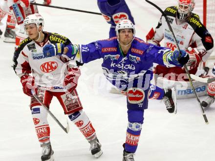 EBEL. Eishockey Bundesliga. EC VSV gegen KAC. Torjubel Mario Altmann,  (VSV), Manuel Geier (KAC). Villach, am 22.10..2013.
Foto: Kuess 


---
pressefotos, pressefotografie, kuess, qs, qspictures, sport, bild, bilder, bilddatenbank