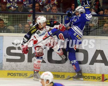 EBEL. Eishockey Bundesliga. EC VSV gegen KAC. Mario Altmann, (VSV), Johannes Reichel  (KAC). Villach, am 22.10..2013.
Foto: Kuess 


---
pressefotos, pressefotografie, kuess, qs, qspictures, sport, bild, bilder, bilddatenbank