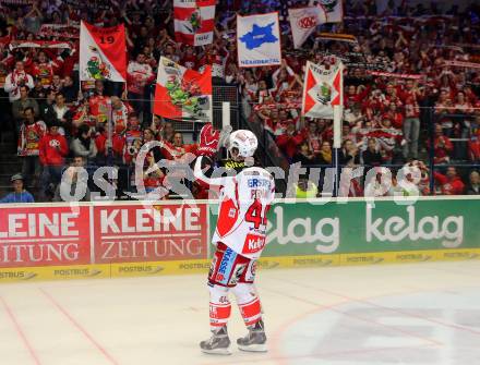 EBEL. Eishockey Bundesliga. EC VSV gegen KAC. Markus Pirmann, Fans (KAC). Villach, am 22.10..2013.
Foto: Kuess 


---
pressefotos, pressefotografie, kuess, qs, qspictures, sport, bild, bilder, bilddatenbank