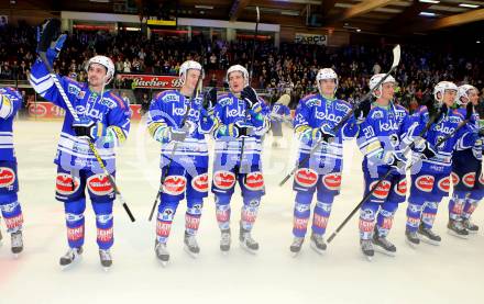 EBEL. Eishockey Bundesliga. EC VSV gegen KAC. Jubel VSV. Villach, am 22.10..2013.
Foto: Kuess 


---
pressefotos, pressefotografie, kuess, qs, qspictures, sport, bild, bilder, bilddatenbank