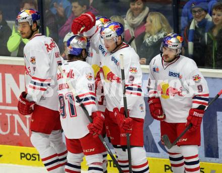 EBEL. Eishockey Bundesliga. EC VSV gegen EC Red Bull Salzburg. Torjubel Salzburg. Villach, am 25.10..2013.
Foto: Kuess 


---
pressefotos, pressefotografie, kuess, qs, qspictures, sport, bild, bilder, bilddatenbank