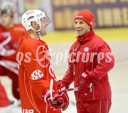 EBEL Eishockey. Training. KAC. Herbert Ratz, DIETER KALT. Klagenfurt, 19.10.2013.
Foto: Kuess
---
pressefotos, pressefotografie, kuess, qs, qspictures, sport, bild, bilder, bilddatenbank