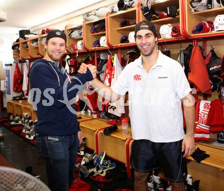 EBEL Eishockey. Training. KAC. Markus Pirmann, Martin Schumnig. Klagenfurt, 19.10.2013.
Foto: Kuess
---
pressefotos, pressefotografie, kuess, qs, qspictures, sport, bild, bilder, bilddatenbank