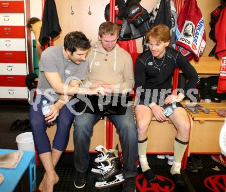 EBEL Eishockey. Training. KAC. Tyler Spurgeon, Colton Fretter, Tyler Scofield. Klagenfurt, 19.10.2013.
Foto: Kuess
---
pressefotos, pressefotografie, kuess, qs, qspictures, sport, bild, bilder, bilddatenbank