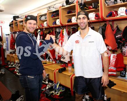 EBEL Eishockey. Training. KAC. Markus Pirmann, Martin Schumnig. Klagenfurt, 19.10.2013.
Foto: Kuess
---
pressefotos, pressefotografie, kuess, qs, qspictures, sport, bild, bilder, bilddatenbank