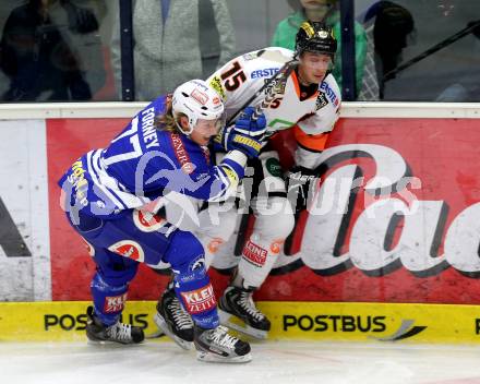 EBEL. Eishockey Bundesliga. EC VSV gegen Moser Medical Graz 99ers.  Michael Forney,  (VSV), Andy Sertich (Graz). Villach, am 27.10..2013.
Foto: Kuess 


---
pressefotos, pressefotografie, kuess, qs, qspictures, sport, bild, bilder, bilddatenbank