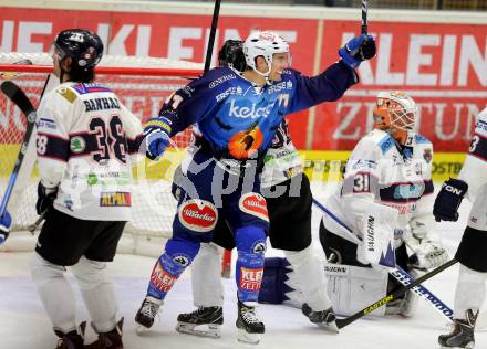 EBEL. Eishockey Bundesliga. EC VSV gegen SAPA Fehervar AV19. Torjubel Derek Ryan (VSV). Villach, am 31.10..2013.
Foto: Kuess 


---
pressefotos, pressefotografie, kuess, qs, qspictures, sport, bild, bilder, bilddatenbank