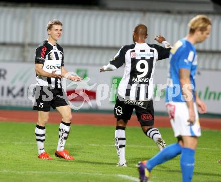 Fussball Regionalliga. VSV gegen LASK. Torjubel Markus Hammerer, Fabiano De Lima Campos Maria (LASK). Villach, 31.10.2013.
Foto: Kuess
---
pressefotos, pressefotografie, kuess, qs, qspictures, sport, bild, bilder, bilddatenbank