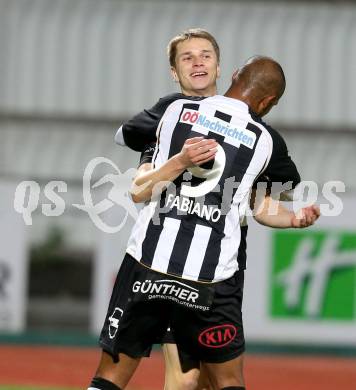 Fussball Regionalliga. VSV gegen LASK. Torjubel Markus Hammerer, Fabiano De Lima Campos Maria (LASK). Villach, 31.10.2013.
Foto: Kuess
---
pressefotos, pressefotografie, kuess, qs, qspictures, sport, bild, bilder, bilddatenbank