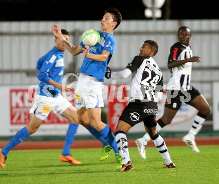 Fussball Regionalliga. VSV gegen LASK. Luka Caculovic,,  (VSV), Shawn Maurice Barry (LASK). Villach, 31.10.2013.
Foto: Kuess
---
pressefotos, pressefotografie, kuess, qs, qspictures, sport, bild, bilder, bilddatenbank