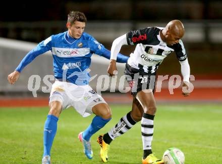 Fussball Regionalliga. VSV gegen LASK. Michel Micossi, (VSV), Fabio Emanuel Moreira Silva  (LASK). Villach, 31.10.2013.
Foto: Kuess
---
pressefotos, pressefotografie, kuess, qs, qspictures, sport, bild, bilder, bilddatenbank