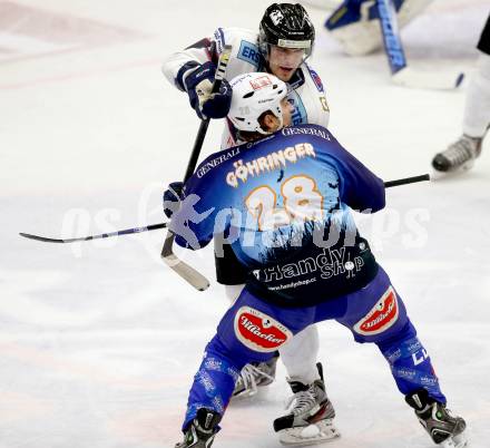 EBEL. Eishockey Bundesliga. EC VSV gegen SAPA Fehervar AV19. Marius Goehringer (VSV), NEMES Benjamin (Alba Volan). Villach, am 31.10..2013.
Foto: Kuess 


---
pressefotos, pressefotografie, kuess, qs, qspictures, sport, bild, bilder, bilddatenbank