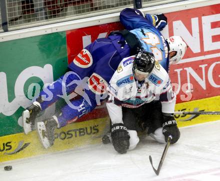 EBEL. Eishockey Bundesliga. EC VSV gegen SAPA Fehervar AV19. Curtis Fraser (VSV), KISS Daniel (Alba Volan). Villach, am 31.10..2013.
Foto: Kuess 


---
pressefotos, pressefotografie, kuess, qs, qspictures, sport, bild, bilder, bilddatenbank